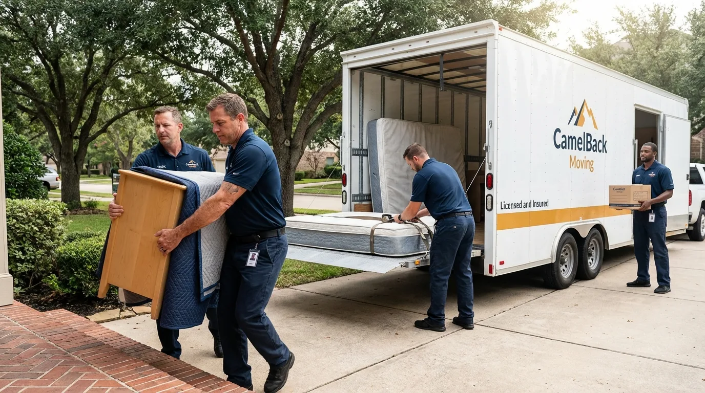 Crew loading residential truck for cross-state move from Westfield, PA
