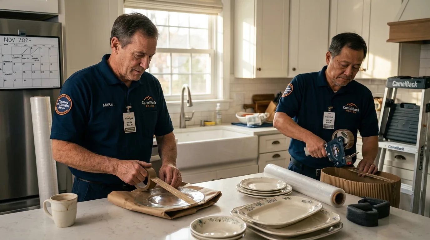 Professional crew packing kitchen dishware in Westfield, PA